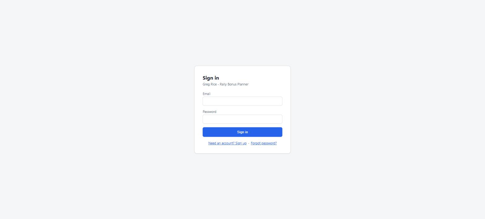 Sign in form with Email and Password fields