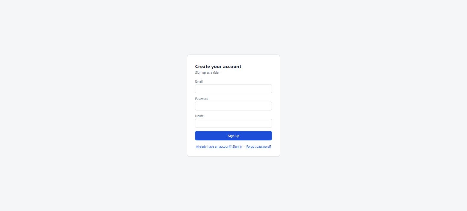 Create your account form with Email, Password and Name fields
