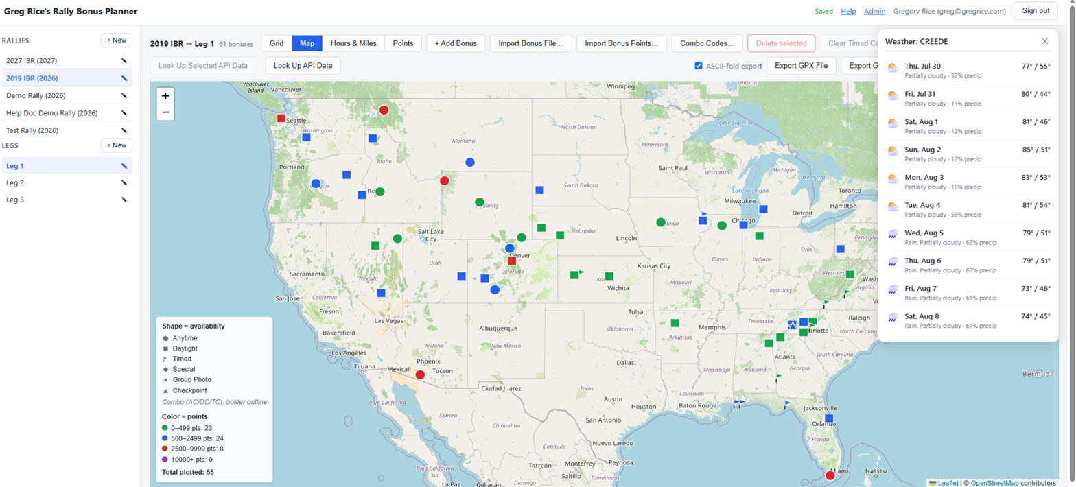10-day weather forecast panel listing daily conditions, high and low temperatures
